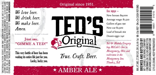 Ted's Original Ale Label