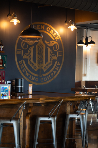 The bar at Wooden Cask Brewery in Newport Kentucky.