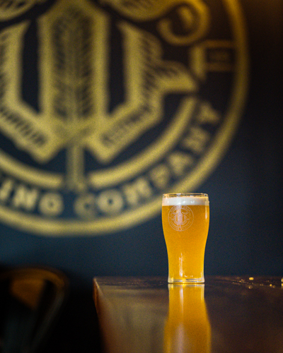 A Beer on the bar at Wooden Cask Brewing Company in Newport Kentucky